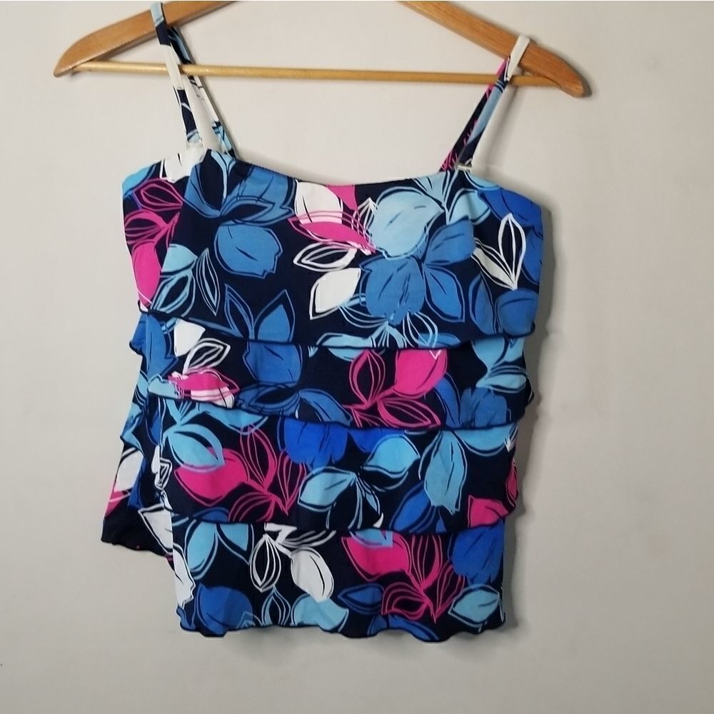 Caribbean Joe swim top tankini floral size 8